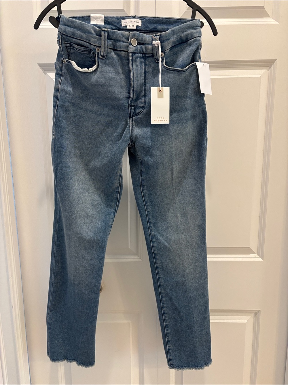 Good American womens Good Legs Straight Jeans in Washed Blue